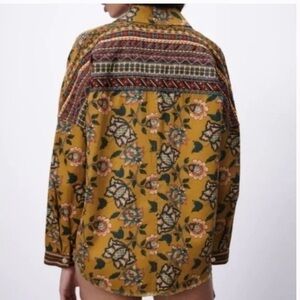 Zara Women's Printed  Embroidered Floral Overshirt Jacket